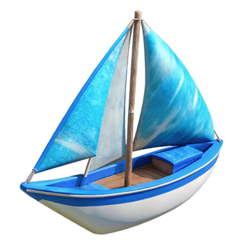 dramatic contemporary Sailboat White Sails Blue Water Cutout high quality png