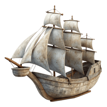 vibrant contemporary Sailing Ship Silhouette Cutout on Transparent Background exclusive png