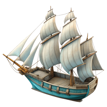 impressive creative Sailing Ship with Full Sails Transparent genuine png