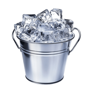 Ice Cubes in Bucket Sparkling on transparent background. png