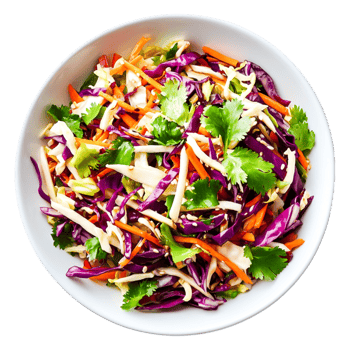 Fresh Colorful Cabbage Salad with Carrots and Herbs in Bowl png