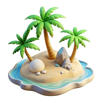 serene traditional Sandy Beach Tropical Paradise White Sand Isolated detailed png