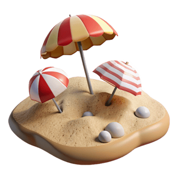 impressive artistic Sandy Beach with Umbrellas Cutout authentic png