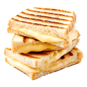 Grilled Cheese Sandwich Stack with Melting Cheese on Toasted Bread png