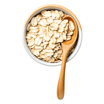closeup View of Raw Oats in a Bowl with Wooden Spoon png