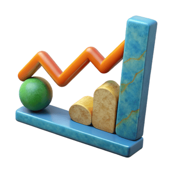 serene abstract Scientific Graph with Downward Trend Cutout premium png