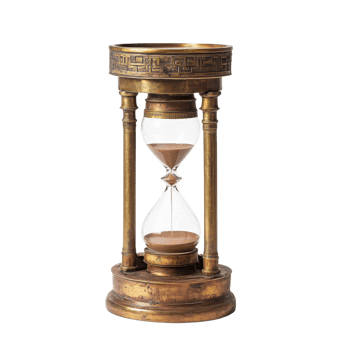 Antique Brass Hourglass Time Concept on transparent background. png