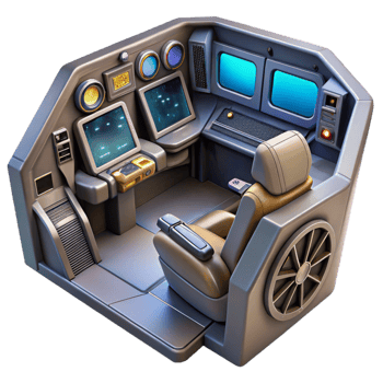 vibrant classic Sci Fi Spaceship Cockpit View Transparent Background high quality png
