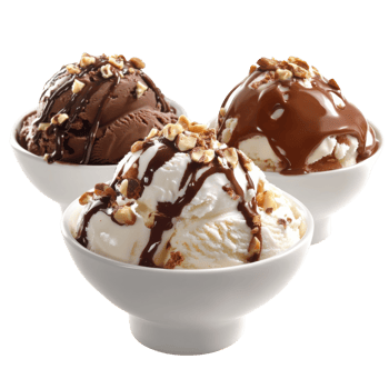 Ice Cream Dessert Trio Display on transparent background. png