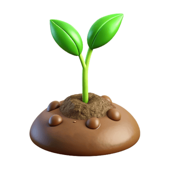 elegant minimalist Seedling Growing in Soil Growth Concept Green Shoots Cutout authentic png