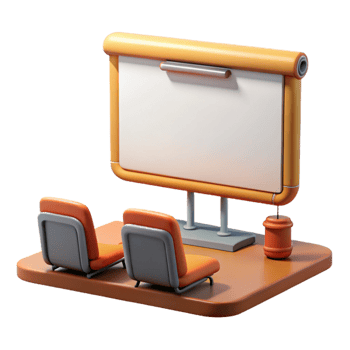 vibrant vintage Seminar Room with Projector Screen Isolated Cutout high quality png