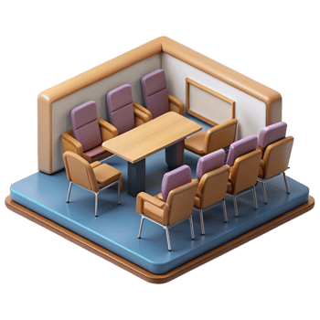 beautiful minimalist Seminar Room with Chairs Isometric View Cutout png