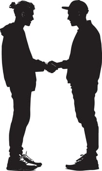 Silhouette of a Handshake Full-length black illustration of two men greeting professionally. vector