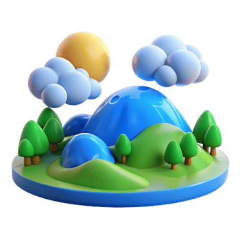 stunning contemporary Serene Landscape with Blue Sky Isolated Cutout detailed png