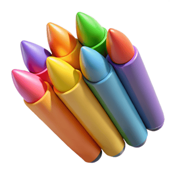 wonderful traditional Set of Colorful Crayons Top View Isolated genuine png