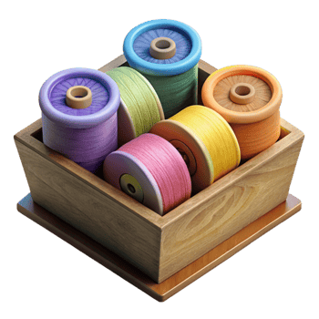 extraordinary traditional Set of Colorful Sewing Spools in a Box Cutout original png