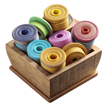 dramatic vintage Set of Colorful Sewing Spools in a Box Cutout png