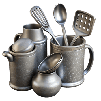 wonderful modern Set of Silver Kitchen Utensils Cutout high quality png