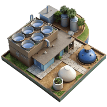 vibrant creative Sewage Treatment Plant Aerial View Isolated png