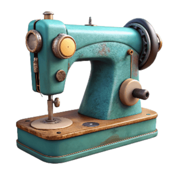 beautiful minimalist Sewing Machine Vintage Style Side View Cutout Transparent Background authentic png