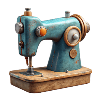vibrant artistic Sewing Machine Vintage Style Side View Cutout Transparent Background high resolution png