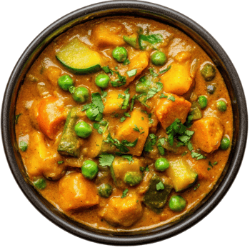 Indian Vegetable Korma Recipe on transparent background. png