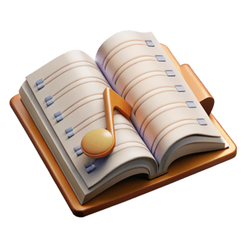 elegant rustic Sheet Music Open Book with Transparent Background authentic png