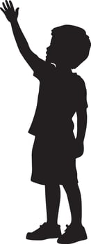 Illustration of a Waving Child Silhouette of a child standing with one arm lifted in a wave. vector