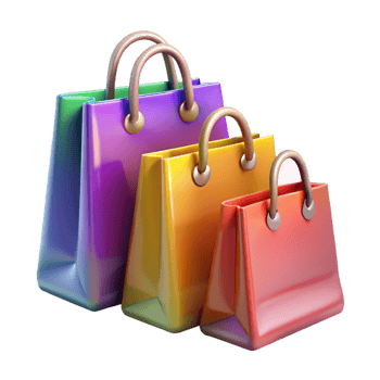 impressive classic Shopping Bags Colorful Handles Cutout Transparent Background genuine png