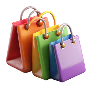 vibrant rustic Shopping Bags Colorful Handles Cutout Transparent Background exclusive png