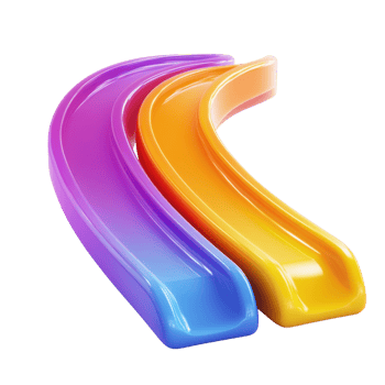 Cartoon Slide Colorful Lanes Playful on transparent background. png