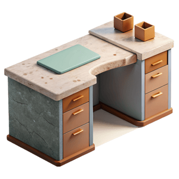 stunning creative Side View Office Desk with Minimalist Design Cutout authentic png