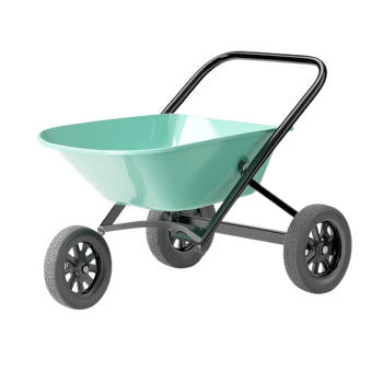 Compact Garden Wheelbarrow Design on transparent background. png