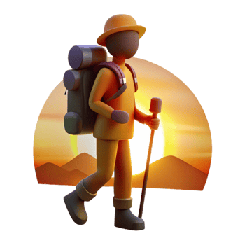 serene creative Silhouette Hiker Against Sunset Transparent Background png