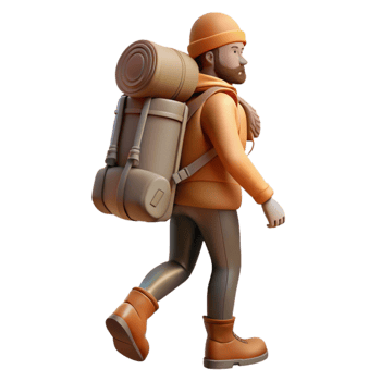 magnificent traditional Silhouette Hiker with Backpack Isolated high quality png