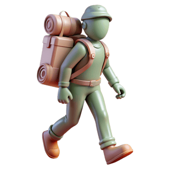 elegant abstract Silhouette Hiker with Backpack Isolated high resolution png
