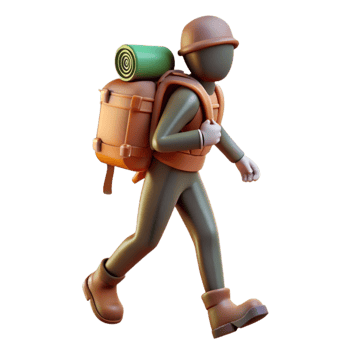 beautiful minimalist Silhouette Hiker with Backpack Isolated high resolution png