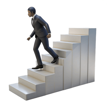 dramatic abstract Silhouette of Businessman Climbing Stairs Transparent Background original png