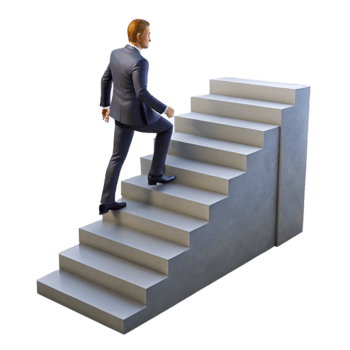 impressive vintage Silhouette of Businessman Climbing Stairs Transparent Background png
