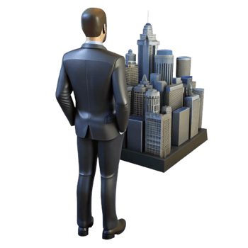 magnificent minimalist Silhouette of Businessman Looking at City Transparent Background detailed png