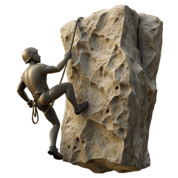 magnificent abstract Silhouette of Climber Rappelling Down Rock Face Isolated authentic png
