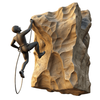 beautiful abstract Silhouette of Climber Rappelling Down Rock Face Isolated genuine png
