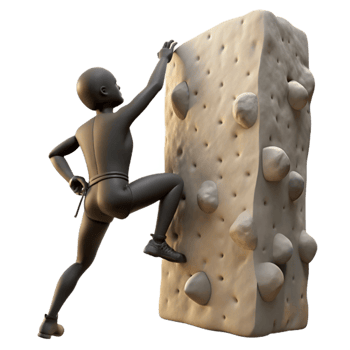 wonderful minimalist Silhouette of Climber Scaling Rock Wall Isolated png
