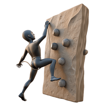serene minimalist Silhouette of Climber Scaling Rock Wall Isolated detailed png