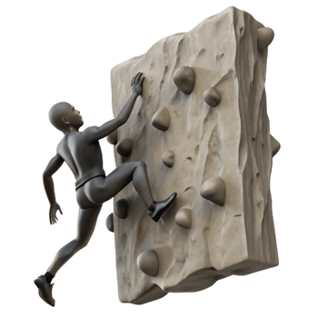 vibrant vintage Silhouette of Climber Scaling Rock Wall Isolated premium png