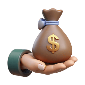 impressive vintage Silhouette of Hand Holding Money Bag Transparent Background premium png