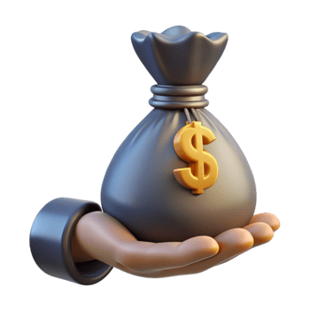 stunning modern Silhouette of Hand Holding Money Bag Transparent Background genuine png