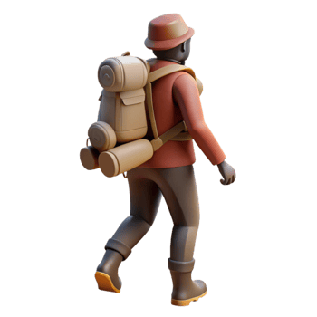 dramatic contemporary Silhouette of Hiker with Backpack Isolated premium png