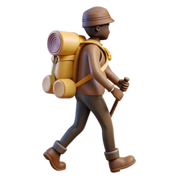 elegant traditional Silhouette of Hiker with Backpack Isolated authentic png