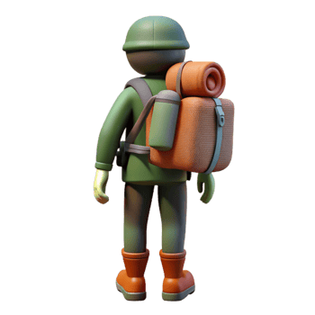 vibrant artistic Silhouette of Hiker with Backpack Isolated genuine png